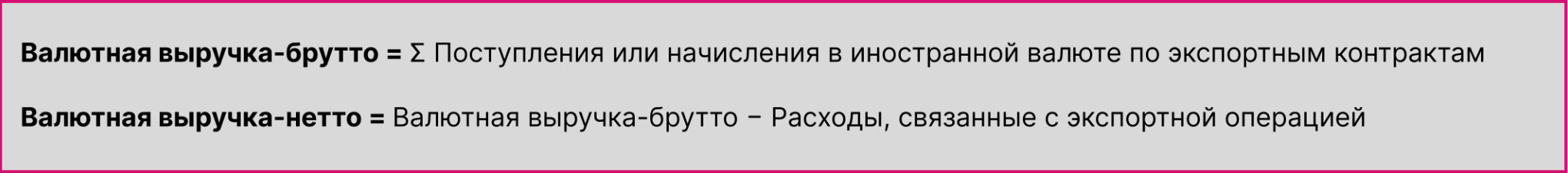 Валютная выручка формула расчета