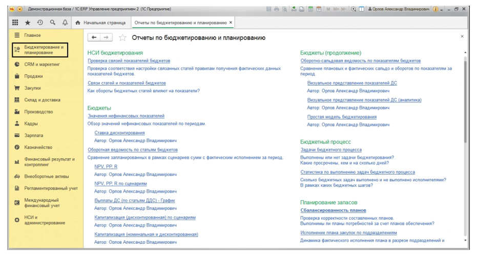 Отчеты по бюджетированию в 1С:ERP